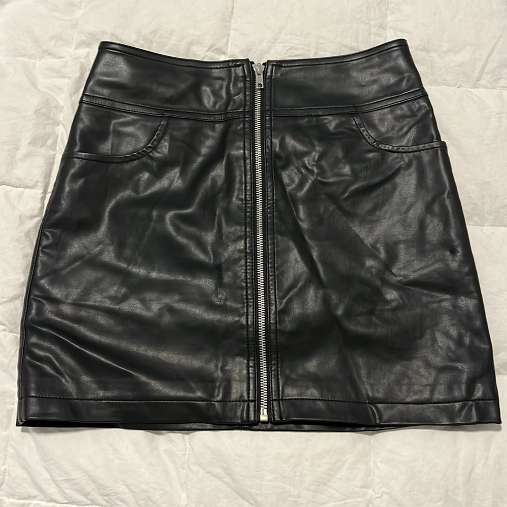 Leather Zip-Up Skirt